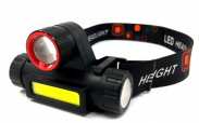 Фонарь налобный LED + COB  600 Lm  USB HEADLAMP KX-1807