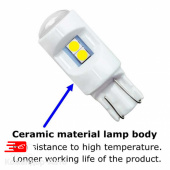 Светодиод 24-5 безцокольный 6 SMD диода, белый, цоколь Т10, W5W W2.1x9.5d 24В керамика 23019