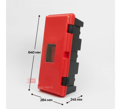 Ящик (пенал) для огнетушителя автомобильный пластиковый Partex 640x284x245 РЕМЕННАЯ СТЯЖНАЯ СТРОПА