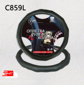 Оплетка на руль C2R (черная) экокожа C859-2XL 47 см